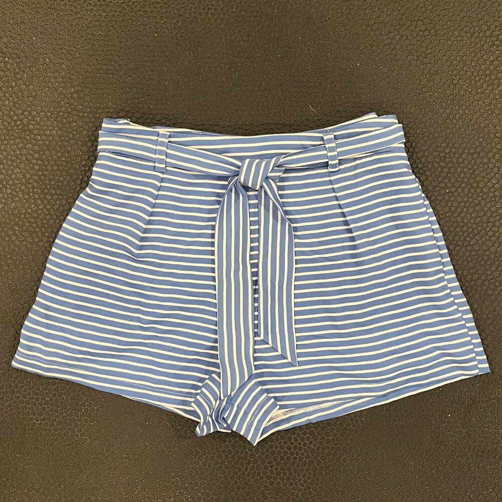 Guess Women's Blue & White Striped Shorts, Size Medium